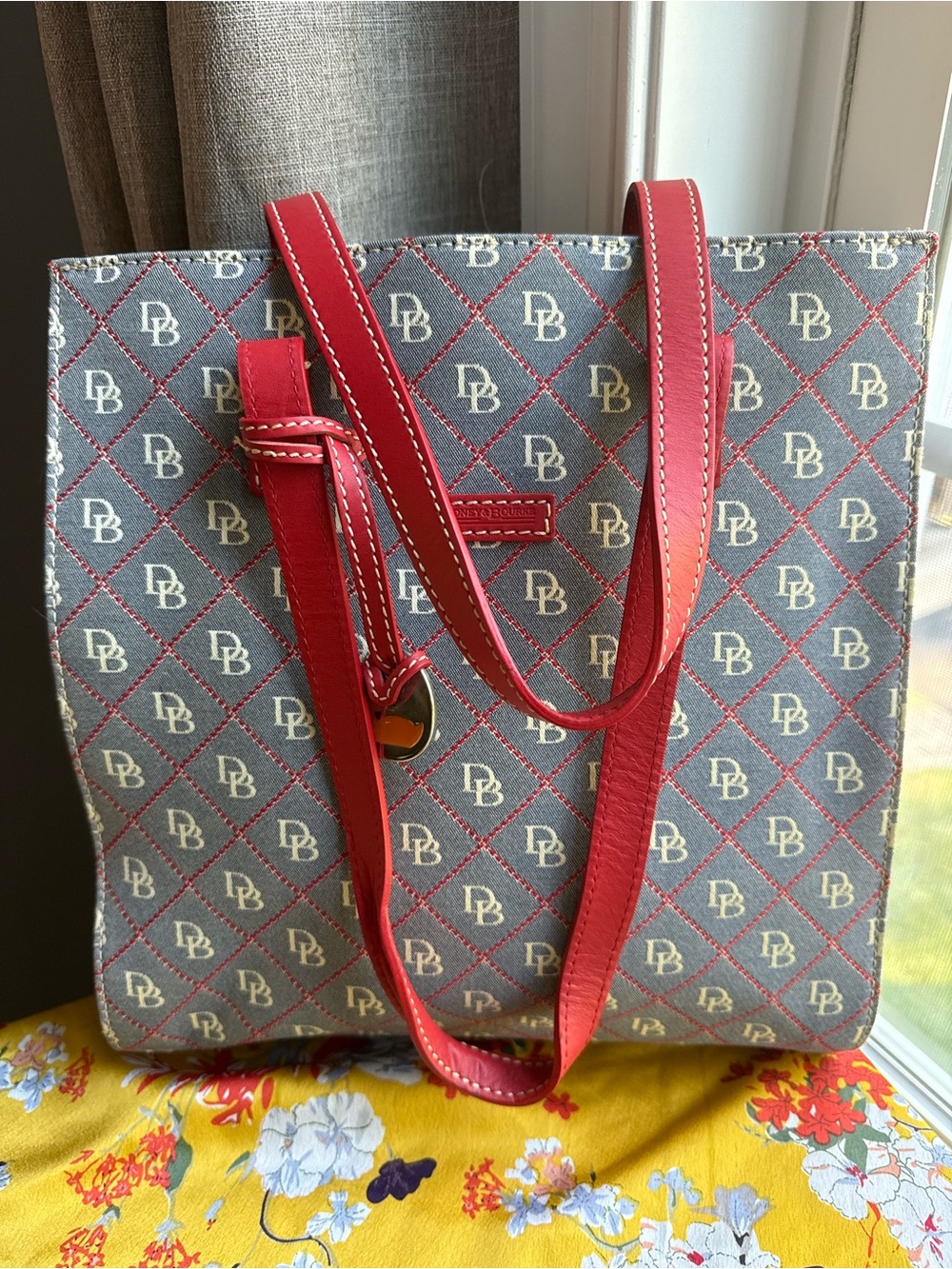 Dooney & Bourke Red Trim Monogram Tote